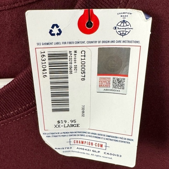 Champion Burgundy and White Bellarmine Knights Dad Crew Neck T Shirt Size 2XL - Picture 4 of 6